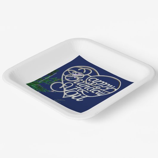 誕生日パーソナライズされたギフトスクエア ペーパープレート (傾斜あり)