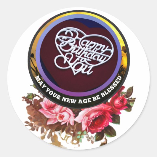 誕生日パーソナライズされたギフトステッカー ラウンドシール (正面)