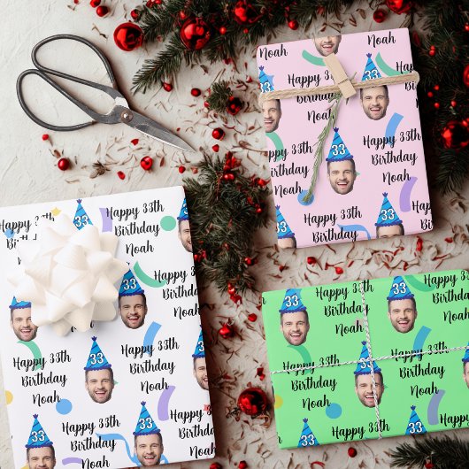 誕生日パーソナライズされたギフトラップカスタム、年齢名 ラッピングペーパーシート