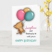 誕生日パーソナライズされたグリーティングカード（猫） カード (黄色い花)