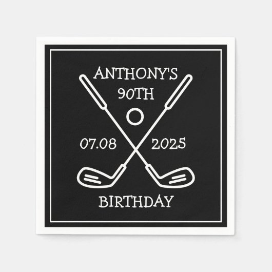 誕生日パーソナライズされたゴルファー90thハッピーパパパー スタンダードカクテルナプキン (正面)