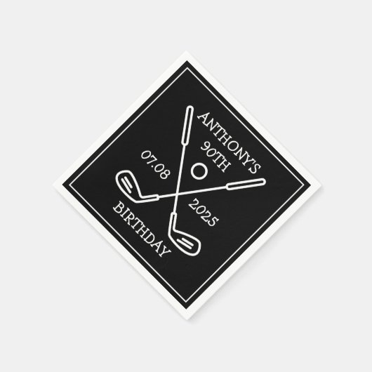 誕生日パーソナライズされたゴルファー90thハッピーパパパー スタンダードカクテルナプキン (角)