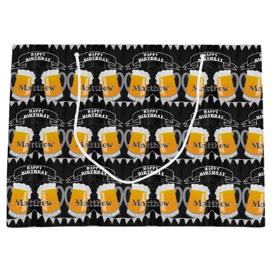 誕生日パーソナライズされたシャルボードビールグラス ラージペーパーバッグ