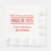 誕生日パーソナライズされたナプキン 縁ありランチョンナプキン (正面)