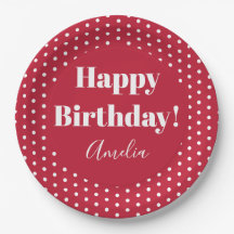 誕生日パーソナライズされたハッピーバースデーレッド水玉模様