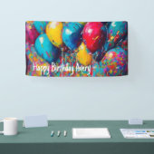 誕生日パーソナライズされたバナー |バルーンカラフルー 横断幕 (トレードショー)