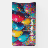 誕生日パーソナライズされたバナー |バルーンカラフルー 横断幕 (縦)