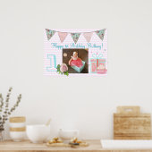 誕生日パーソナライズされたバナー(1st Birthday Girl) ポスター (キッチン)