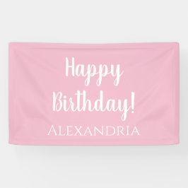 誕生日パーソナライズされたパステルピンクハッピーバースデー 横断幕