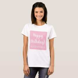 誕生日パーソナライズされたパステルピンクハッピーバースデー Tシャツ