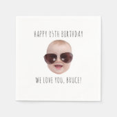 誕生日パーソナライズされたパーティフォト紙顔ベビー スタンダードカクテルナプキン (正面)