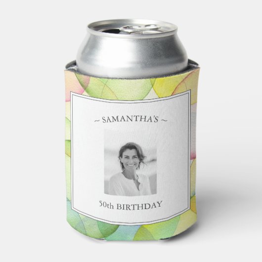 誕生日パーソナライズされたパーティーの写真クーラーボックス 缶クーラー (缶正面)