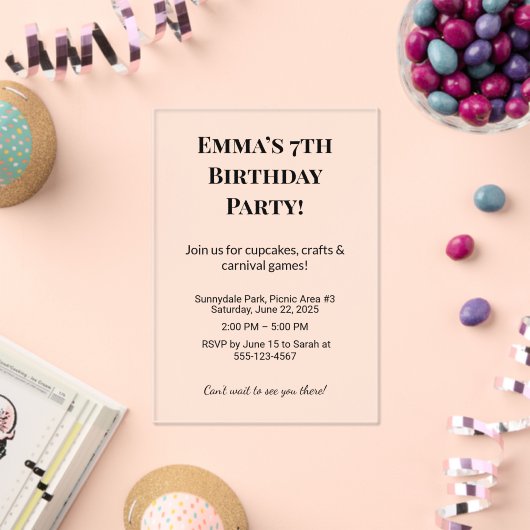 誕生日パーソナライズされたパーティーの招待 アクリル招待状 (インサイチュ (お祝い))