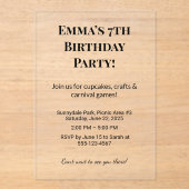 誕生日パーソナライズされたパーティーの招待 アクリル招待状 (正面)