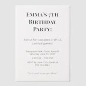 誕生日パーソナライズされたパーティーのVellumオーバーレイ ベラム紙招待状 (正面)