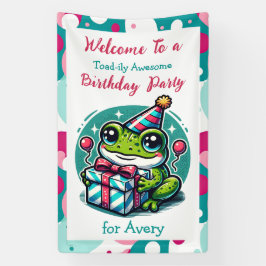 誕生日パーソナライズされたパーティーカエルをテーマにした歓迎 横断幕