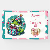 誕生日パーソナライズされたパーティーカエルをテーマにした歓迎 横断幕 (横)