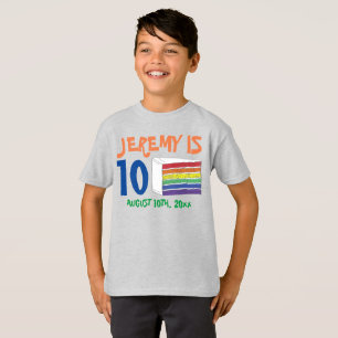 誕生日パーソナライズされたパーティー好きレインボケーキ Tシャツ
