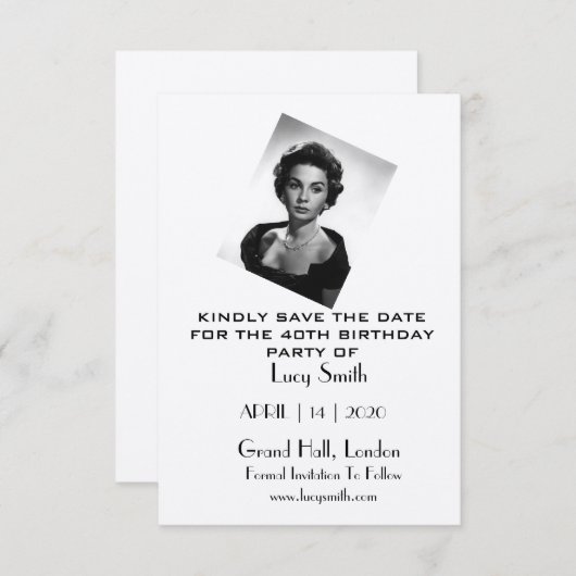 誕生日パーソナライズされたパーティー日付カードの保存 セーブザデート (正面/裏面)