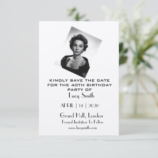 誕生日パーソナライズされたパーティー日付カードの保存 セーブザデート (スタンド正面)