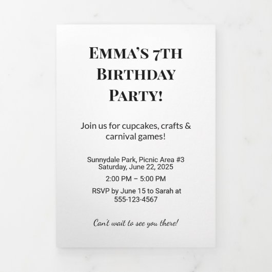 誕生日パーソナライズされたパーティー3つ折り文字折り 三つ折り招待状 (カバー)