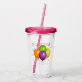 誕生日パーソナライズされたパーティー アクリルタンブラー (裏面)