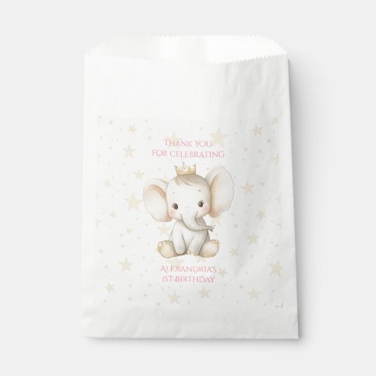 誕生日パーソナライズされたプリンセスゾウ フェイバーバッグ (正面)