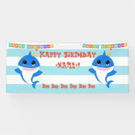 誕生日パーソナライズされたベビーサメ 横断幕