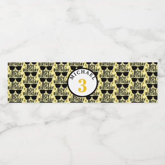 誕生日パーソナライズされたボーイハリウッドスタイル ペットボトルラベル (シングルラベル)