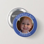 誕生日パーソナライズされたボーイ|名前と写真 缶バッジ (正面&裏面)