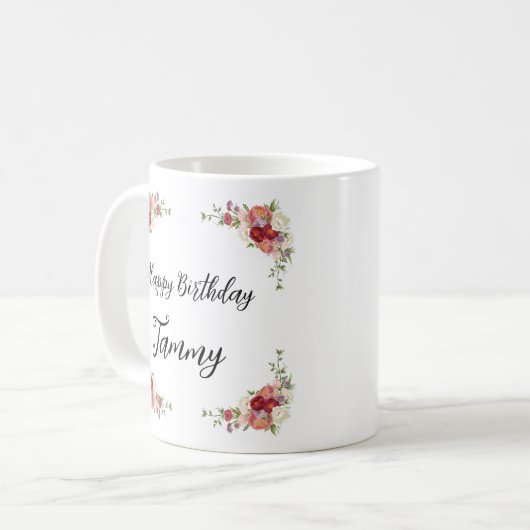 誕生日パーソナライズされたマグ – 名前をカスタムすると祝賀会 コーヒーマグカップ (正面左)