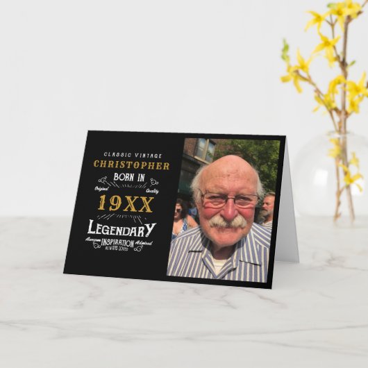誕生日パーソナライズされたモノグラム伝説的な父 カード (黄色い花)