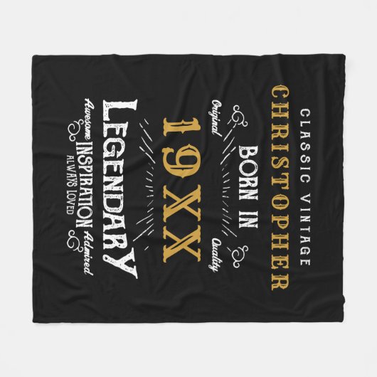 誕生日パーソナライズされたモノグラム伝説的な父 フリースブランケット (正面(横))