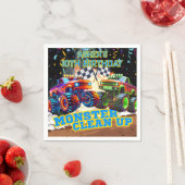 誕生日パーソナライズされたモンスタートラック対決 スタンダードカクテルナプキン (インサイチュ)