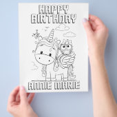 誕生日パーソナライズされたユニコーン着色ページ  チラシ (手)