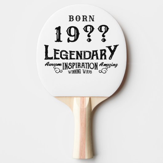 誕生日パーソナライズされたレトロヴィンテージモノグラムテン 卓球ラケット (正面)