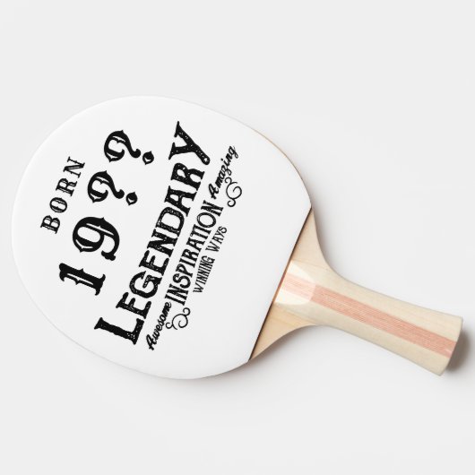 誕生日パーソナライズされたレトロヴィンテージモノグラムテン 卓球ラケット (横)