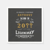 誕生日パーソナライズされたレトロヴィンテージモノグラム スタンダードカクテルナプキン (正面)