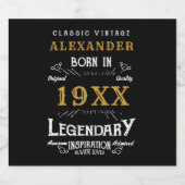 誕生日パーソナライズされたレトロヴィンテージモノグラム スパークリングワインラベル (シングルラベル)