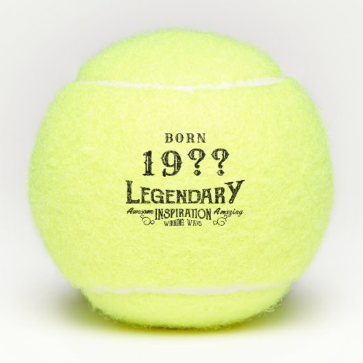 誕生日パーソナライズされたレトロヴィンテージモノグラム テニスボール (正面)