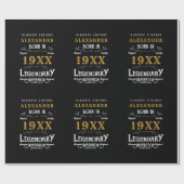 誕生日パーソナライズされたレトロヴィンテージモノグラム ラッピングペーパー (フラット)