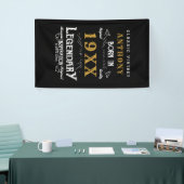 誕生日パーソナライズされたレトロヴィンテージモノグラム 横断幕 (トレードショー)