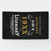 誕生日パーソナライズされたレトロヴィンテージモノグラム 横断幕 (横)