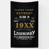 誕生日パーソナライズされたレトロヴィンテージモノグラム 横断幕 (縦)
