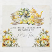 誕生日パーソナライズされたレモンティーパーティーヴィンテージ スパークリングワインラベル (シングルラベル)