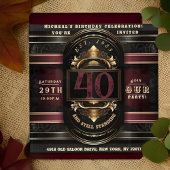 誕生日パーソナライズされたヴィンテージブラック金ゴールドバーガンディ 招待状