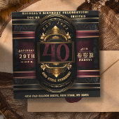 誕生日パーソナライズされたヴィンテージブラック金ゴールドバーガンディ 招待状