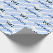 誕生日パーソナライズされたヴィンテージ機少年 ラッピングペーパー (角)