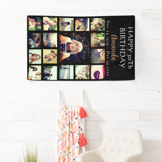 誕生日パーソナライズされた写真コラージュのバナー 横断幕 (インサイチュ)