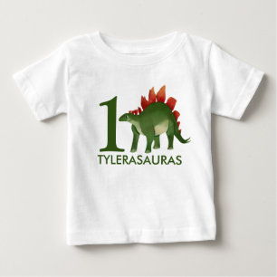 誕生日パーソナライズされた恐竜シャツ(誕生日1) ベビーTシャツ